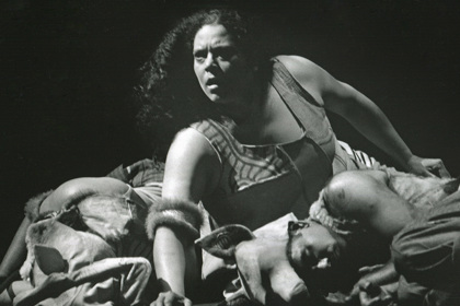 Production still for "Yanagai! Yanagai!". Lisa Maza. Photographer: Ponch Hawkes