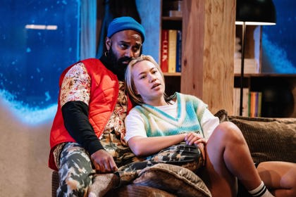 Production still for the 2022 Season of 'Stay Woke'. L-R: Dushan Philips, Brooke Lee. Photographer: Phoebe Powell