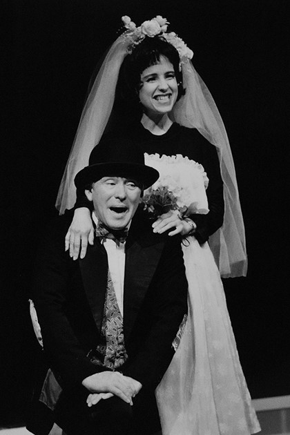 Production still for "Mary Lives!" L-R: Ron Challinor as Bobbie, Maryanne Fahey as Mary Hardy. Photographer: Jeff Busby