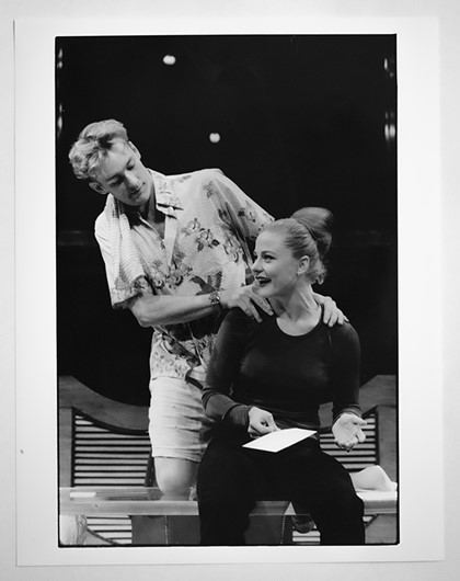 Production still for "The John Wayne Principle". L-R: Paul Bishop as Robbie Slater, Kelly Butler as Jenny Slater. Photographer: Tracey Schramm