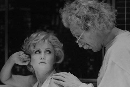 Production still for "Insignificance". L-R: Kate Fitzpatrick as the Actress, Carrillo Gantner as the Professor. Photographer: Vikki Driscoll