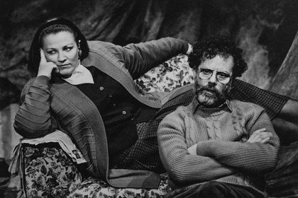 Production still for "Hotel Sorrento". L-R: Caroline Gillmer as Meg, David Latham as Edwin. Photographer: Jeff Busby