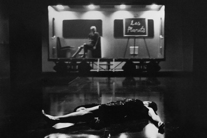 Production still for "The Black Sequin Dress". L-R: Natasha Herbert, Helen Herbertson (front). Photographer: Jeff Busby