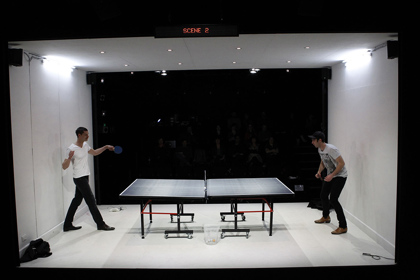 Production still for "Thyestes". L-R: Thomas Henning, Mark Leonard Winter. Photographer: Jeff Busby