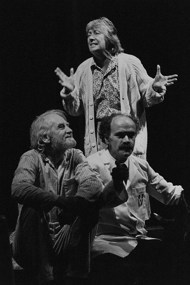 Production still for "Royboys": L-R: Edward Hepple, Billie Hammerberg (standing), Phil Sumner. Photographer: Jeff Busby