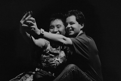 Production still for "Sex Diary of an Infidel". L-R: Anthony Wong as Toni, Kevin Harrington as Martin. Photographer: Jeff Busby