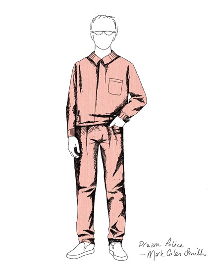 Costume design rendering 'Dream Police' (c) Marg Horwell
