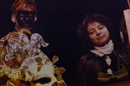 Publicity still for "Medea". L-R: Robbie McGregor (Medea) with designer Mirka Mora. Photographer: Jeff Busby