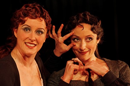 Production still for "Venus and Adonis". L-R: Susan Prior, Melissa Madden Gray. Photographer: Jeff Busby