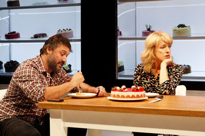 Production still for "Porn.Cake". L-R: Luke Elliot as Bill, Heather Bolton as Bella. Photographer: Jeff Busby 