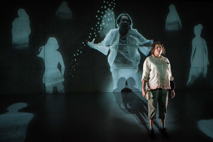 Production still for "Blackie Blackie Brown: The Traditional Owner of Death". Dalara Williams. Photographer: Phoebe Powell