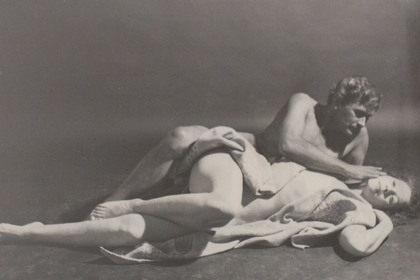 Publicity still for "Statements After an Arrest Under the Immorality Act". L-R: Anthony Wheeler, Olive Bodill. Photographer: Unknown