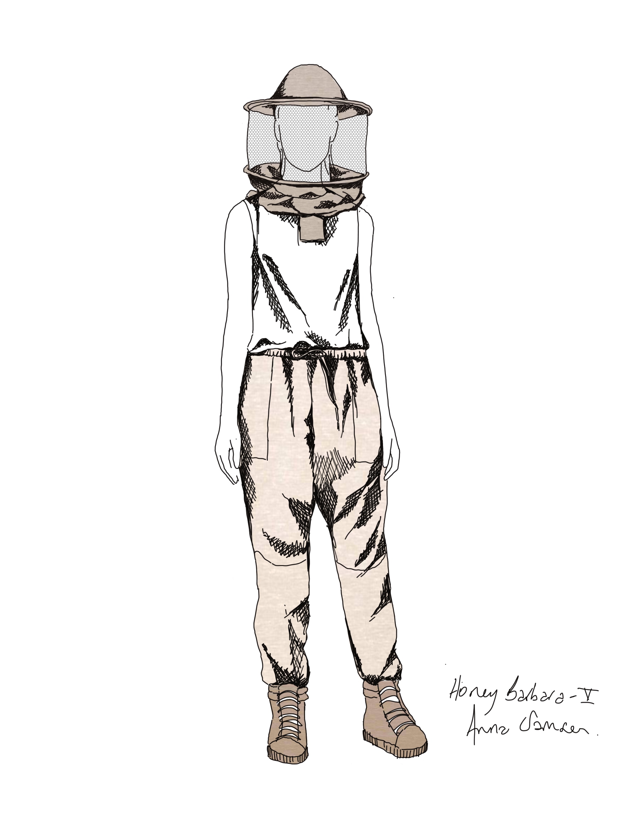 Costume design rendering 'Honey Barbara' (c) Marg Horwell