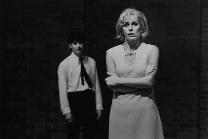 Production still for "Away". L-R: Michael Allen, Helen Morse. Photographer: Jeff Busby