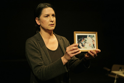 Production still for "Womanbomb". Pamela Rabe as The Woman. Photographer: Lisa Tomasetti