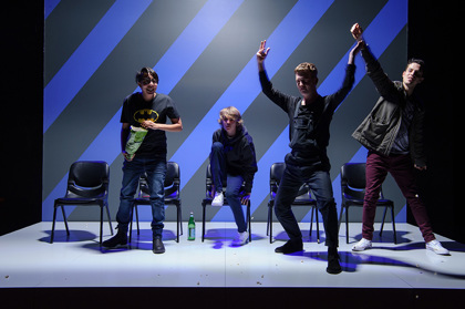 Production still for "Gonzo". L-R: Jack Palit, Sol Rumble, Sam Salem, Ari Long. Photographer: Sarah Walker