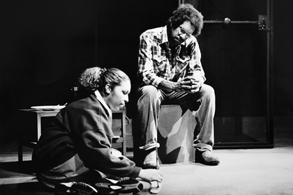 Production still for "Belonging". L-R: Anjee-Lee Solomon as Cindy, Greg Fryer as Pop. Photographer: Rachelle Roberts