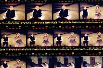 Part of contact sheet from photo shoot for "The Fortunes of Richard Mahony". Photographer: Unknown
