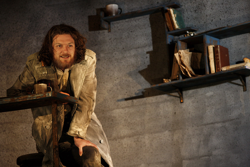 Production still for "Knives in Hens". Dan Spielman as Gilbert Horn. Photographer: Jeff Busby