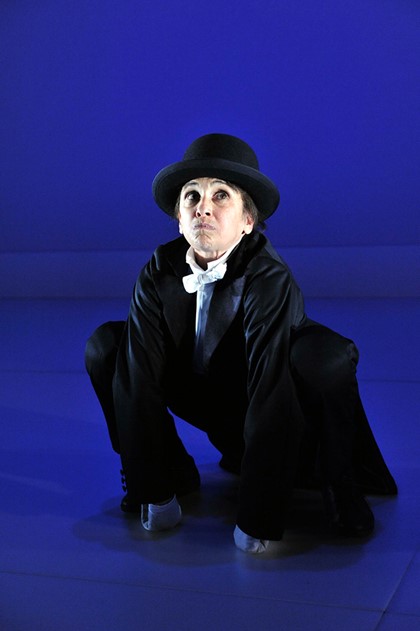 Production still from the Young Vic production of "Kafka's Monkey". Kathryn Hunter. Photographer: Keith Pattison