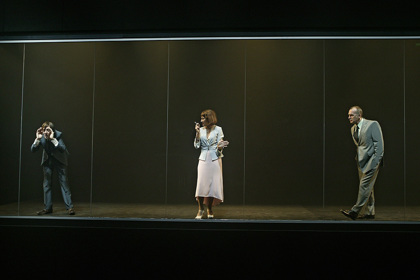 Production still for "Eldorado". L-R: Hamish Michael as Oskar, Gillian Jones as Greta, Greg Stone as Anton. Photographer: Jeff Busby