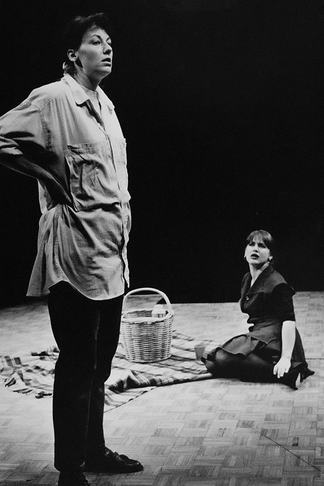 Production still for "Sisters". L-R: Morna Seres as Gillian, Dina Panozzo as Sylvie. Photographer: Unknown