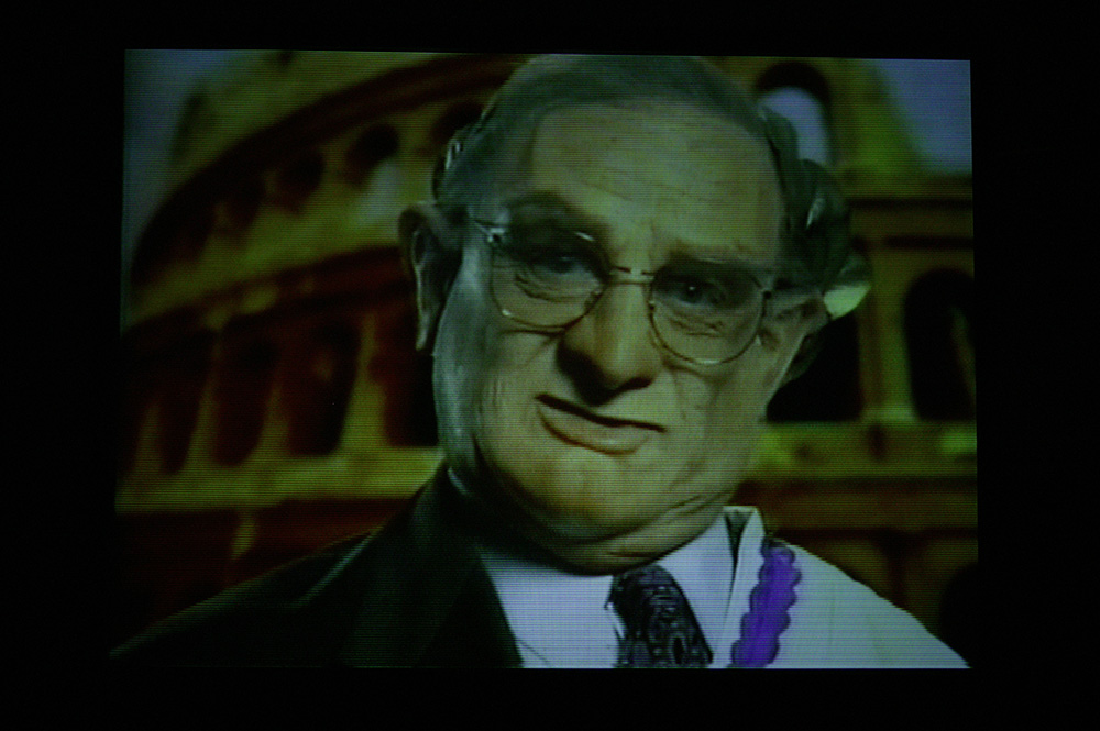 Production still for "The Big Con". Max Gillies as Bob Carr. Photographer: Lisa Tomasetti