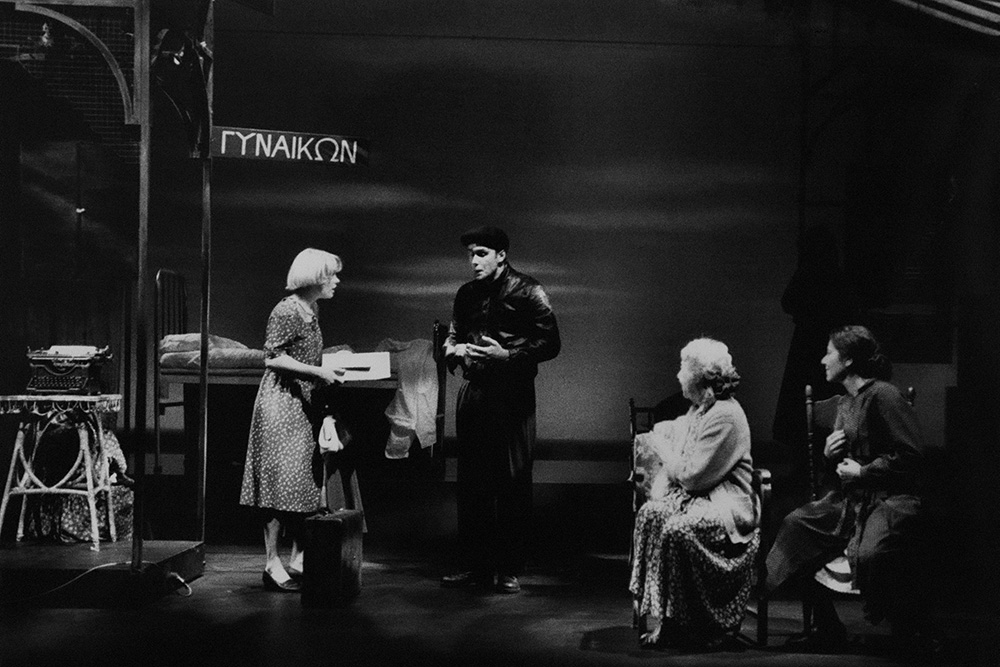 Production still for "Disturbing the Dust". L-R: Rebe Taylor, Jack Finsterer, Patricia Kennedy, Mary Sitarenos. Photographer: David Wilson