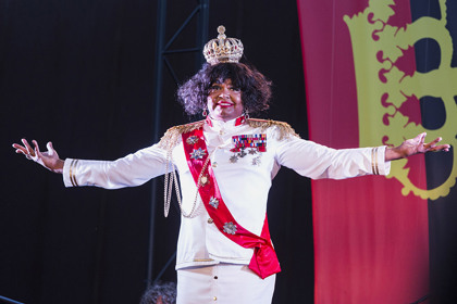 Production still for "Blak Cabaret". L-R: Kamahi Djordon King as Constantina Bush. Photographer: Pia Johnson