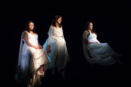 Production still for "Ich Nibber Dibber". L-R: Natalie Rose, Mish Grigor, Zoe Coombs Marr. Photographer: Jacquie Manning