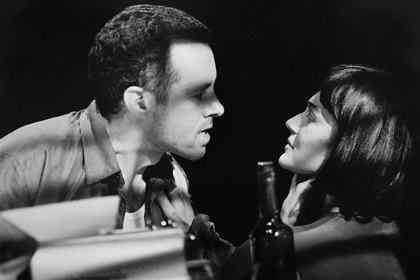 Production still for "Chilling and Killing My Annabel Lee". L-R: Marco Chiappi as Edgar Lansdowne, Melita Jurisic as Christina. Photographer: Jeff Busby