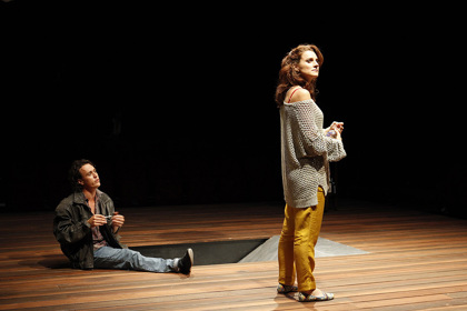 Production still for "Hate". L-R: Ben Guerens as Michael Gleason, Sarah Wiseman as Celia. Photographer: Jeff Busby