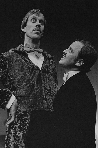 Production still for "The Ripper Show". L-R: Bruce Spence as Algernon P. Sharpe, John O'May as Mr Barclay. Photographer: Jeff Busby