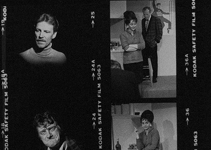 Part of contact sheet for "A Night in the Arms of Raeleen". L-R: (from top) Peter Paulsen as Moxy, Sue Jones as Raeleen, Ron Challinor as Rat. Photographer: Jeff Busby
