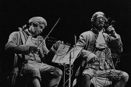 Production still for "Esterhaz". L-R: Peter Hosking as Christoph Sussig, William Gluth as Paradiso. Photographer: Unknown