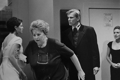 Production still for "Secret Bridesmaids' Business". L-R: Ulli Birvé as Meg Bacon, Joan Sydney as Colleen Bacon, Fred Whitlock as James, Rachael Beck as Naomi. Photographer: Jeff Busby