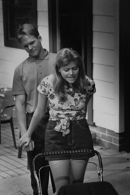 Production still for "Gary's House". L-R: Conrad Page as Vince, Sophie Lee as Sue-Anne. Photographer: Unknown