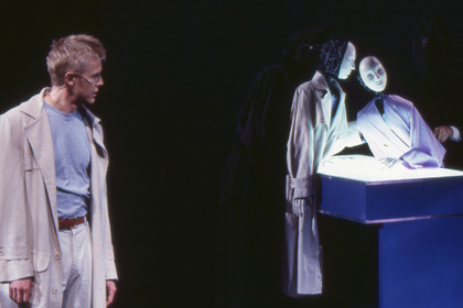 Production still from "Love Suicides". Simon Wilton as Paris. Photographer: Unknown