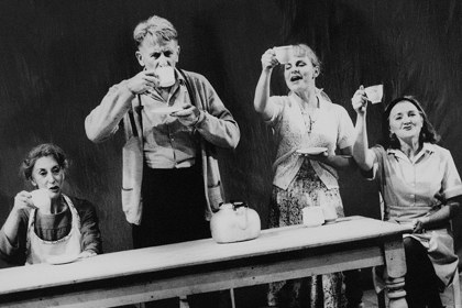 Production still for "Cloudstreet". L-R: Judi Farr, John Gaden, Rebecca Massey, Julie Forsyth.  Photographer: Unknown