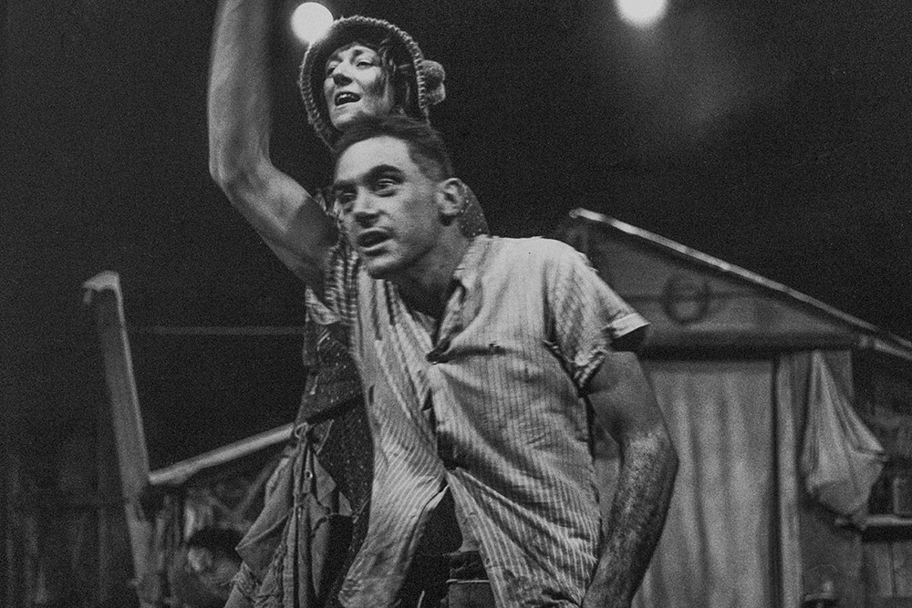 Production still from "Bleedin' Butterflies". Monica Maughan as May, Mark Minchinton as Jimmy. Photographer: Jeff Busby