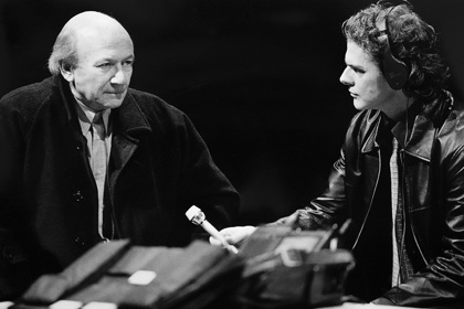 Production still for "Crazy Brave". L-R: Bruce Myles as Harold Hoffman, Paul English as Nick Feast. Photographer: Jeff Busby