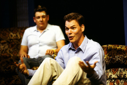 Production still for "The Fat Boy". L-R: Tim Richards as Trevor, Joseph Manning as James. Photographer: Jeff Busby