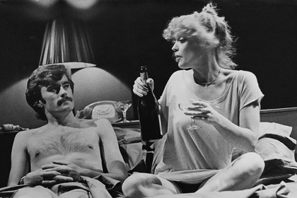 Production still for "Quadraphrenia". L-R: Peter Ford as Sam, Belinda Giblin (Marion/Jenny). Photographer: Jeff Busby