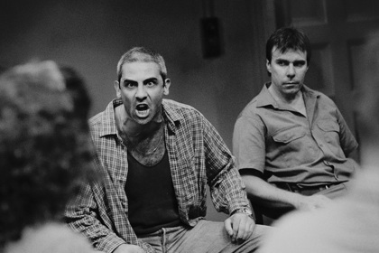 Production still for "Face to Face". L-R: Greg Ulfan as Luka, Chris Connelly as Richard. Photographer: Jeff Busby