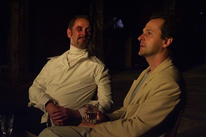 Production still for "Night Letters". L-R: Paul Blackwell as the Professor, Humphrey Bower as Robert. Photographer: Unknown