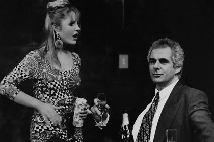 Production still for "The Adman". L-R: Kate Whitbread as Christobelle Adams, Shane Bourne as Col Anderson. Photographer: Jeff Busby