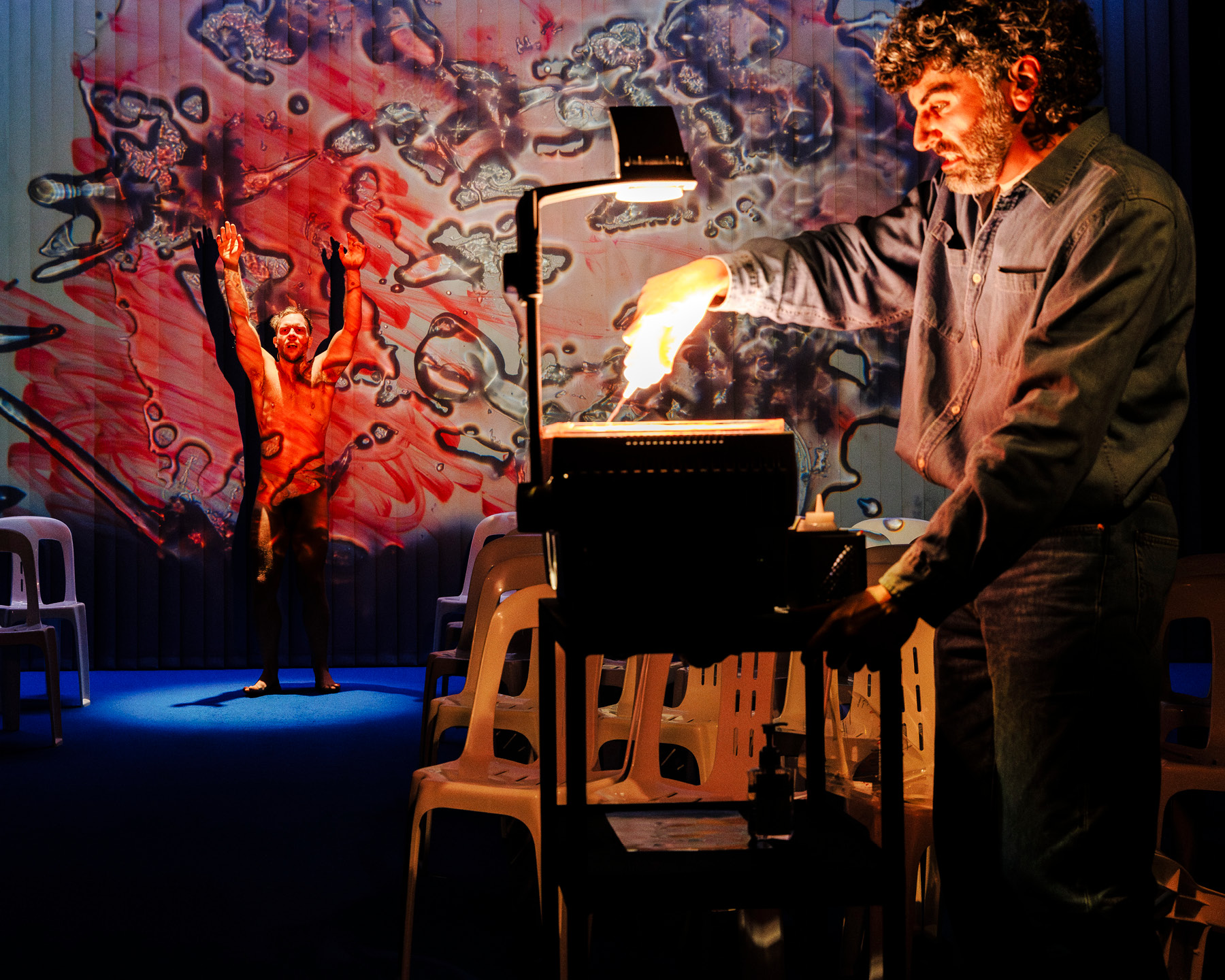 Production Photography from Homo Pentecostus (2024). Photographer: Gianna Rizzo. In photograph: Joel Bray and Peter Paltos.