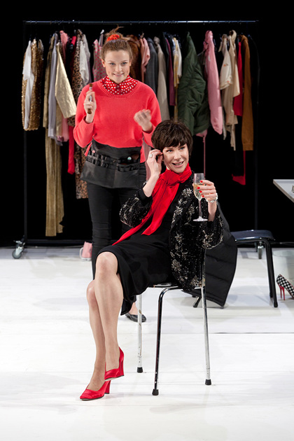 Production still for "Pompeii, LA". L-R: Anna Samson, Belinda McClory. Photographer: Pia Johnson