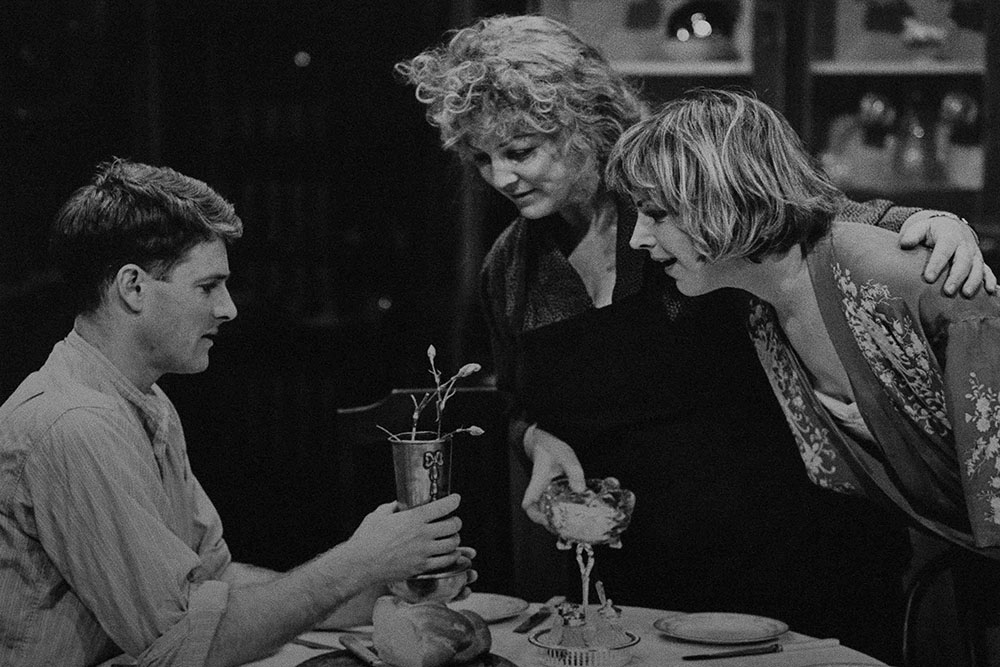 Production still for "Summer Shadows". L-R: ?, Caroline Gillmer as Mer, Regina Gaigalas as Beattie. Photographer: David B. Simmonds