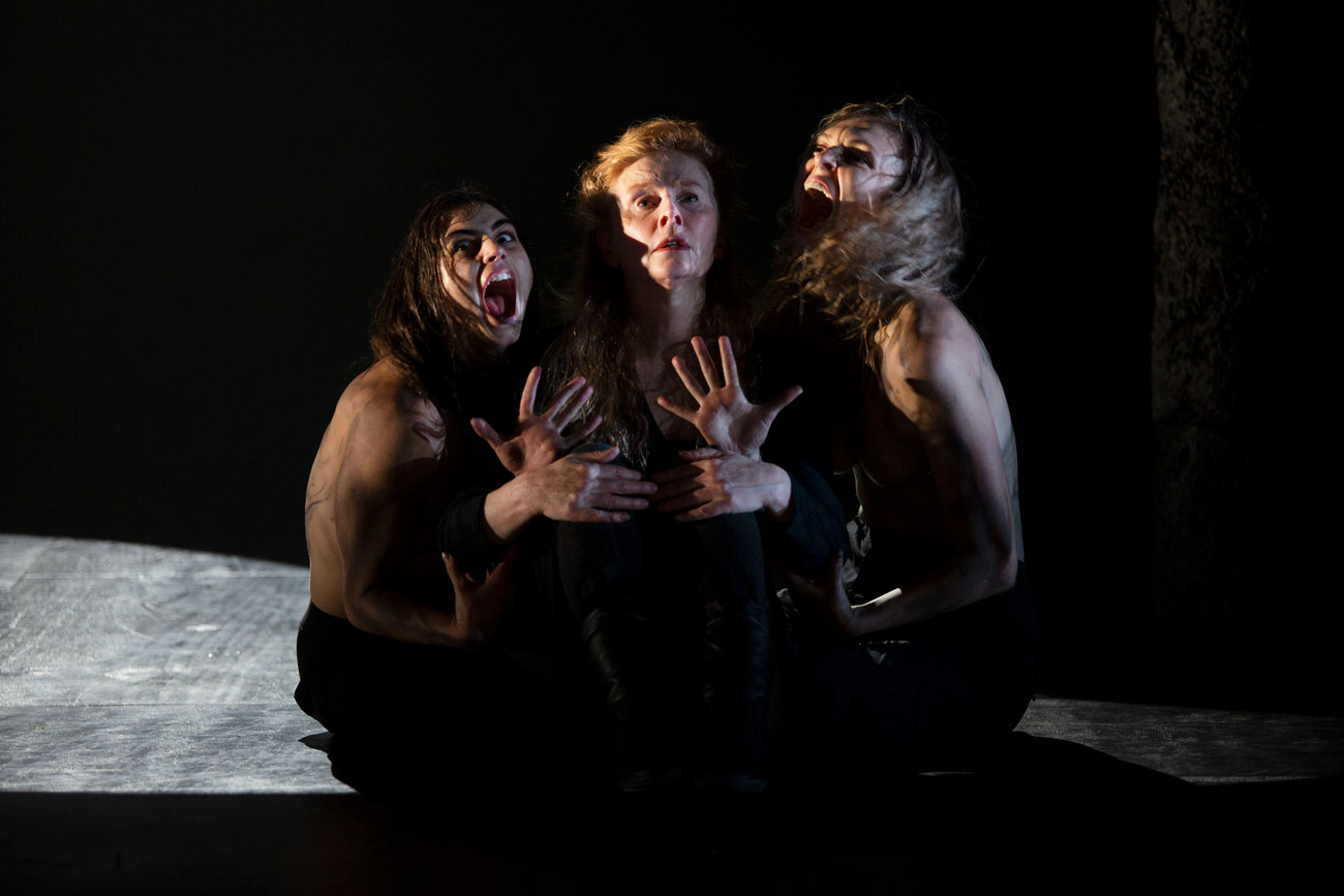 Production still for the 2022 Season of 'Monsters'. L-R: Josie Weise, Alison Whyte, Samantha Hines. Photographer: Pia Johnson